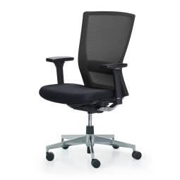  - [426401013901] autobalance task chair netweave rug, 4d armlegger, aluminium kruisvoet, zwarte stof zitting
